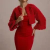 Tulip Twirl | Red Mesh Floral Cropped Jacket