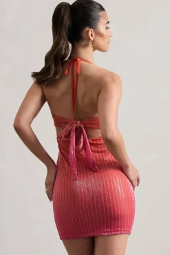 Ultra | Pink u0026 Orange Ombre Sequin Cowl-Neck Mini Dress