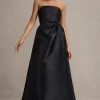 Universe | Black Bandeau Puff-Skirt Split Maxi Dress