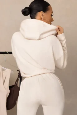 Urban Futures | Cream Eyelet u0026 Lace Up Detail Hoodie