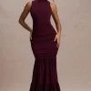 Verano | Plum High-Neck Tiered Maxi Dress