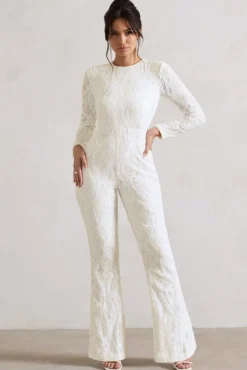 Vesper | White Sequin Wide-Leg Jumpsuit