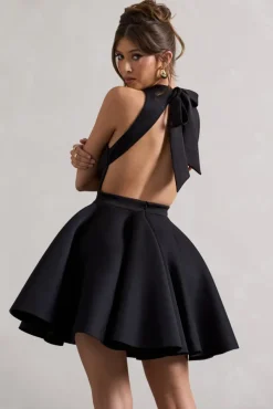 Waverly | Black Racer-Neck Sleeveless Skater Mini Dress
