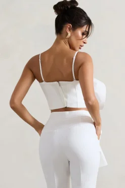 Whirlwind | White Strappy Top With Oversized Ruffle Detail