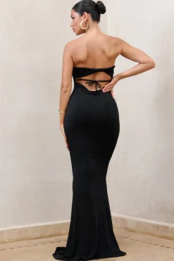 Wild Fantasy | Black Bandeau Sweetheart Maxi Dress