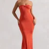 Wild Fantasy | Orange Bandeau Sweetheart Maxi Dress