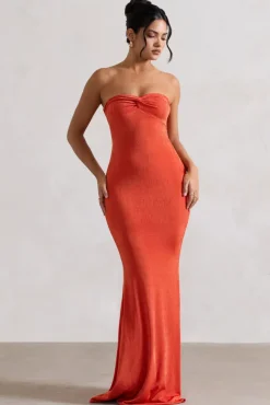 Wild Fantasy | Orange Bandeau Sweetheart Maxi Dress