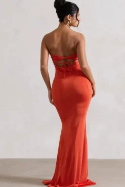 Wild Fantasy | Orange Bandeau Sweetheart Maxi Dress