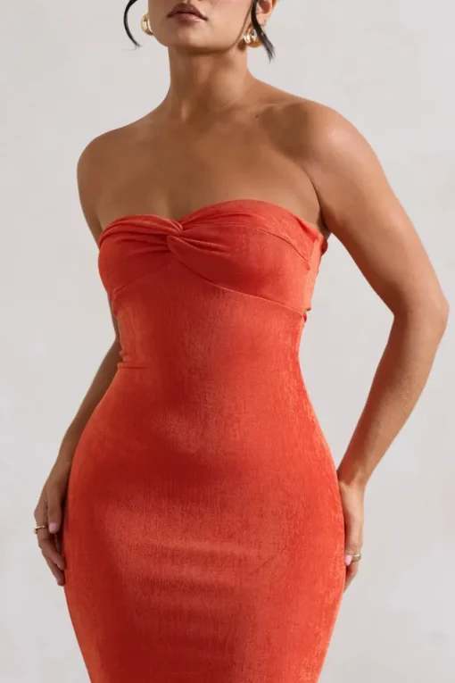 Wild Fantasy | Orange Bandeau Sweetheart Maxi Dress
