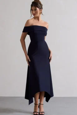 Windsor | Navy Bardot Midi Dress
