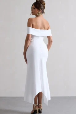 Windsor | White Bardot Midi Dress