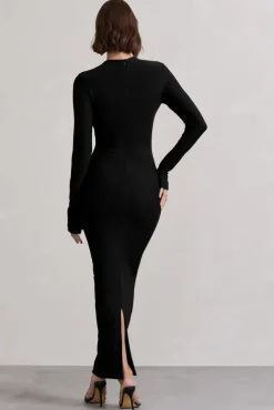 Wonder | Black Bodycon Long-Sleeve Maxi Dress