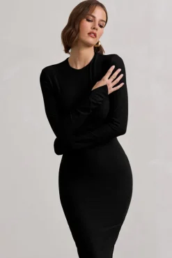 Wonder | Black Bodycon Long-Sleeve Maxi Dress