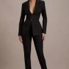 Wonder Woman | Black High Waist Straight Leg Trousers With Hem Split
