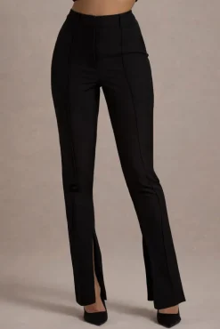 Wonder Woman | Black High Waist Straight Leg Trousers With Hem Split