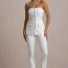 Wonder Woman | White High Waist Straight Leg Trousers With Hem Split