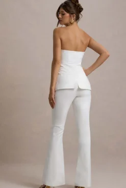 Wonder Woman | White High Waist Straight Leg Trousers With Hem Split