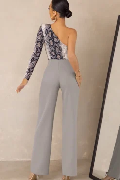 Worthy | Grey Lace-Up Detail Trousers in crepe