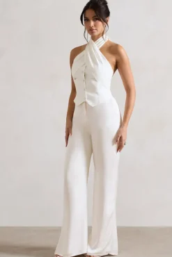 Your Way | Cream Satin Wide-Leg Trousers