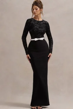 Zenith | Black Lace Long-Sleeve Maxi Dress