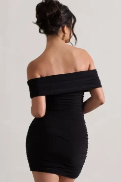 Zeta | Black Bodycon Bardot Mini Dress