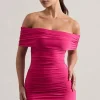 Zeta | Dark Pink Bodycon Bardot Mini Dress
